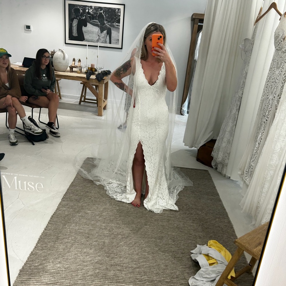 Muse White Lace Bridal Gown with Veil